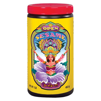 Front view of FoxFarm Open Sesame soluble fertilizer 1 lb plastic container — LibertyFHG Galion OH