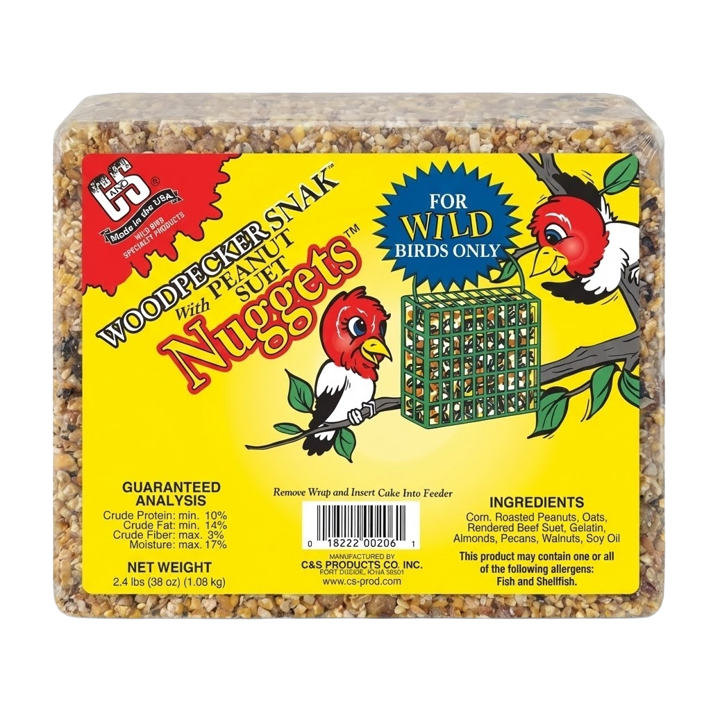 woodpecker snak suet cake for backyard bird feeding