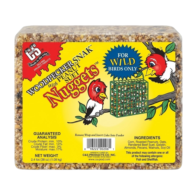 woodpecker snak suet cake for backyard bird feeding