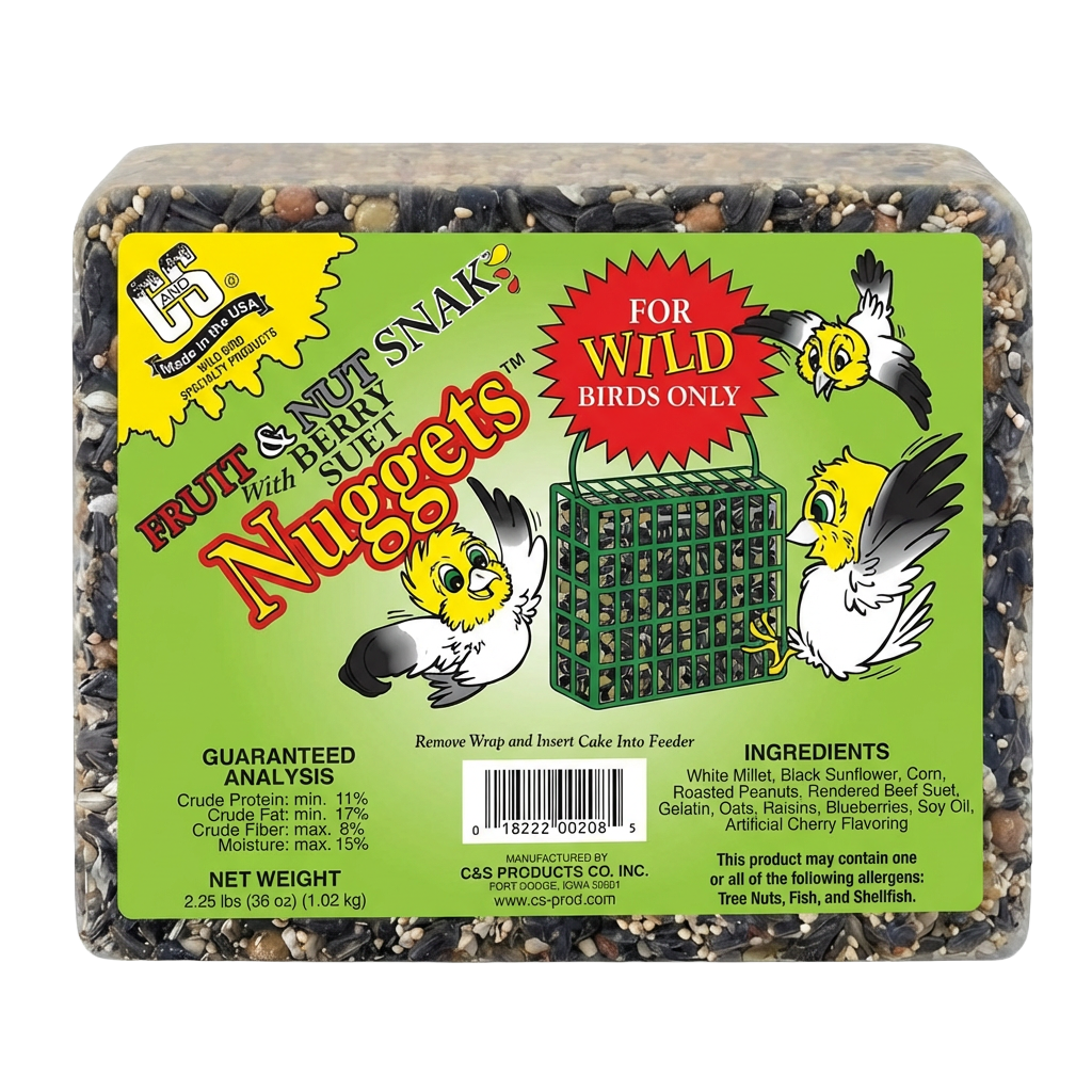 fruit and nut suet nuggets for backyard bird feeding