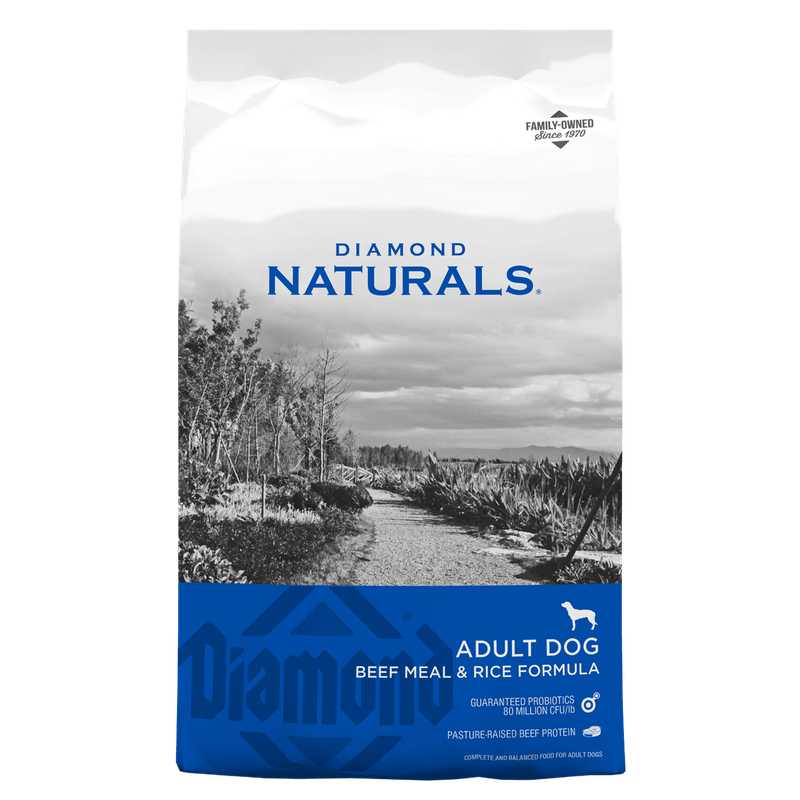 Front of Diamond Naturals Adult Dog Beef Meal &amp; Rice Formula bag