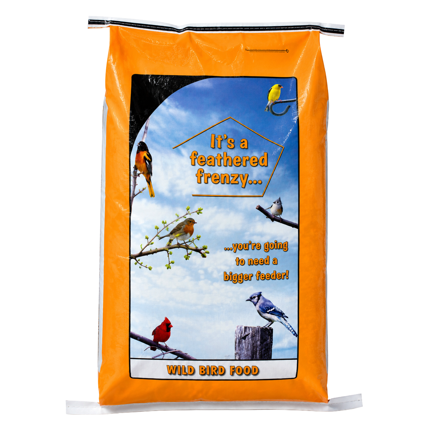 Liberty Deluxe Wild Birdseed 40 lb — orange wild bird food bag front