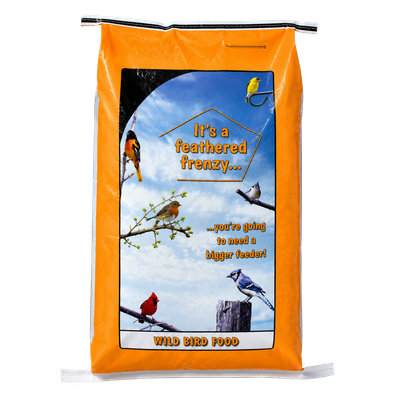 Liberty Deluxe Wild Birdseed 40 lb — orange wild bird food bag front