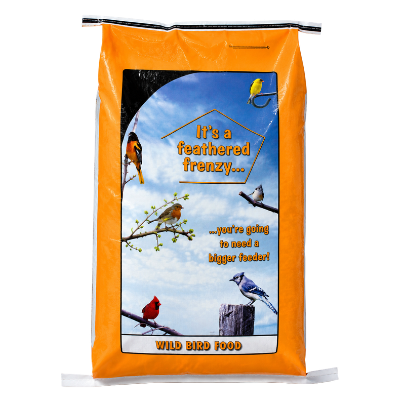 Liberty Deluxe Wild Birdseed 40 lb — orange wild bird food bag front
