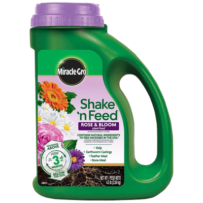 Miracle-Gro Shake 'n Feed Rose &amp; Bloom plant food available for gardeners in Galion, OH.