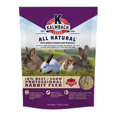 Kalmbach 16% Best-in-Show Rabbit Feed 8 lb bag, front view