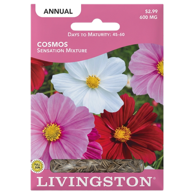 Cosmos Sensation Mixture seeds in Galion for a vibrant, non-GMO annual flower display.