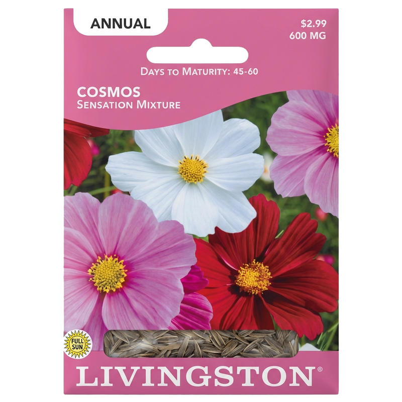Cosmos Sensation Mixture seeds in Galion for a vibrant, non-GMO annual flower display.