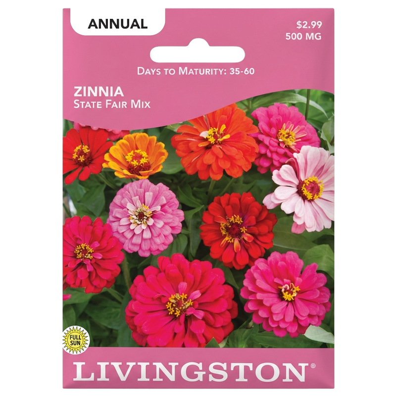 Zinnia State Fair Mix seeds in Galion for massive, non-GMO colorful garden displays.