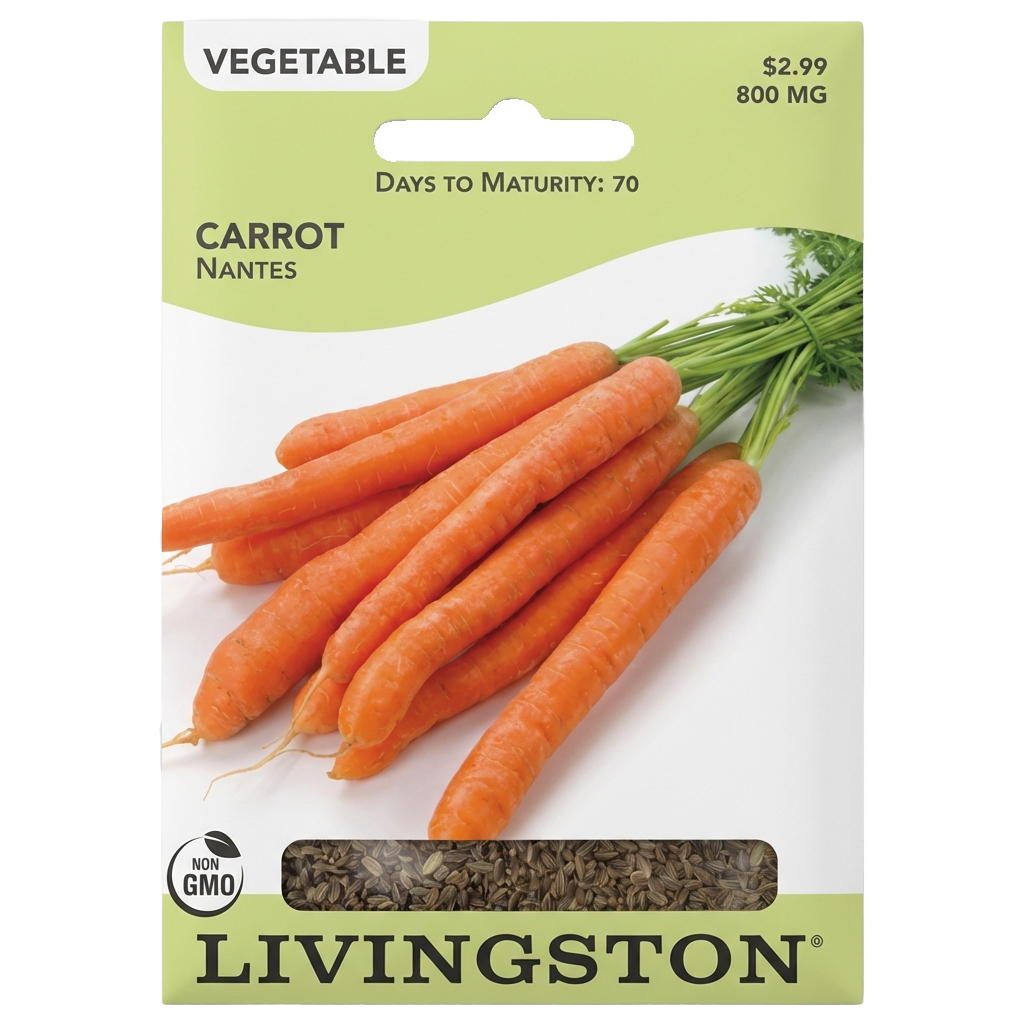 Carrot Nantes non-GMO garden seeds for home growers in Galion, OH.