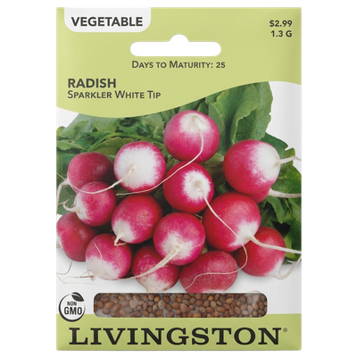 Radish Sparkler White Tip seeds in Galion for crisp, bi-color heirloom harvests.