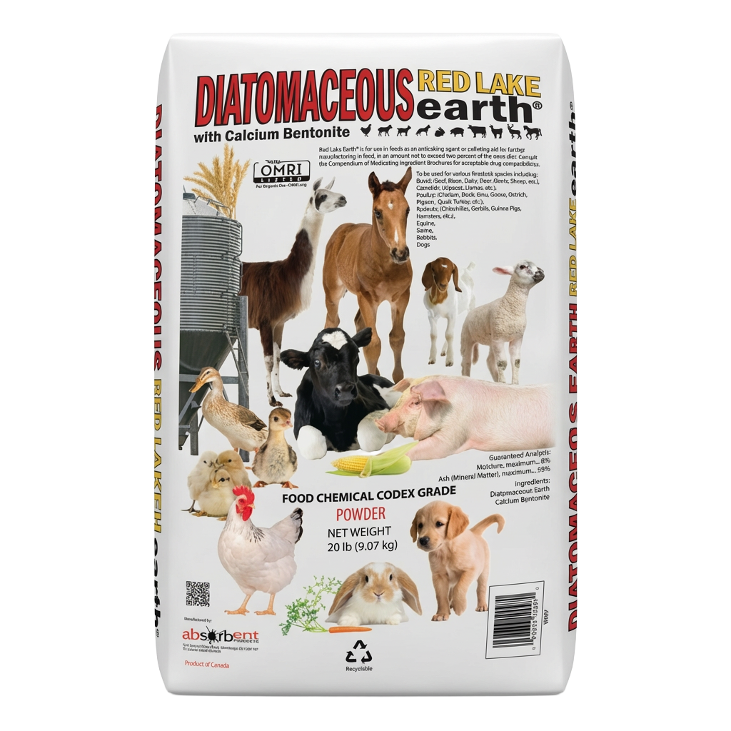 Front view of Red Lake Diatomaceous Earth 20 lb bag — LibertyFHG Galion OH