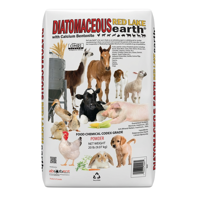 Front view of Red Lake Diatomaceous Earth 20 lb bag — LibertyFHG Galion OH