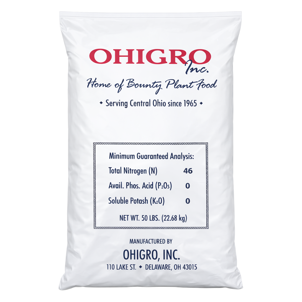 OHIGRO 46-0-0 nitrogen fertilizer 50 lb bag front view