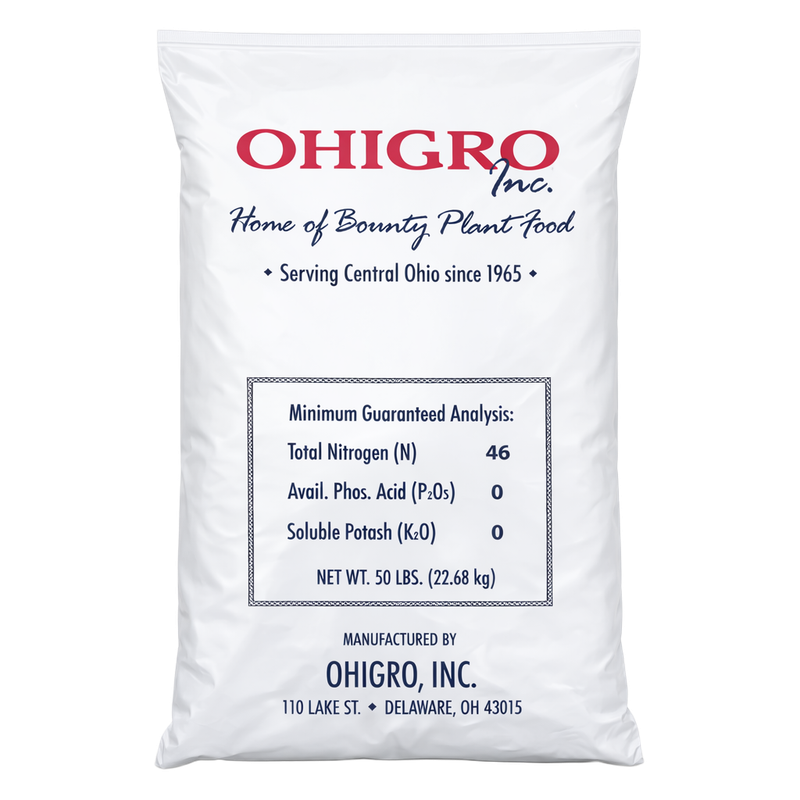 OHIGRO 46-0-0 nitrogen fertilizer 50 lb bag front view