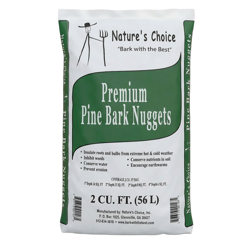 Front view of Premium Pine Bark Nuggets 2 cu ft bag — LibertyFHG Galion OH