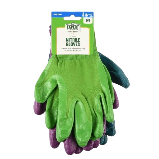Expert Gardener nitrile dipped gloves 3-pack for landscaping projects in New Washington.