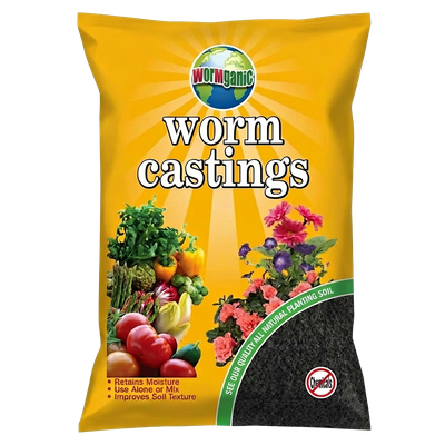 Front view of Wormganic worm castings 1 cu ft bag — LibertyFHG Galion OH