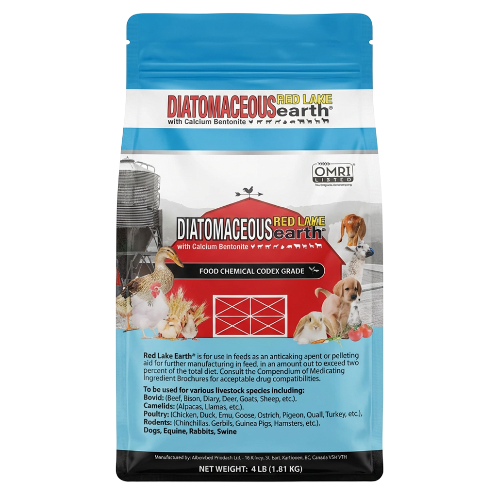 Front view of Red Lake Diatomaceous Earth 4 lb bag — LibertyFHG Galion OH