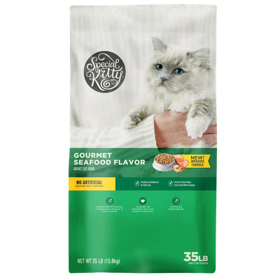 Special Kitty Gourmet Formula Seafood Blend Dry Cat Food 35 lb bag in Bucyrus, OH.