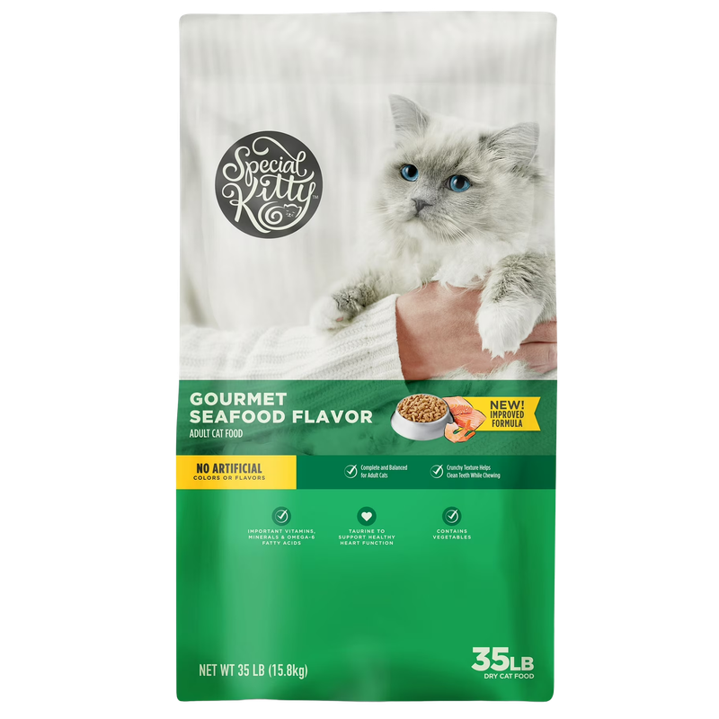 Special Kitty Gourmet Formula Seafood Blend Dry Cat Food 35 lb bag in Bucyrus, OH.