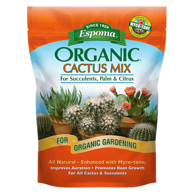 Front view of Espoma Organic Cactus Potting Soil Mix 8 qt bag — LibertyFHG Galion OH