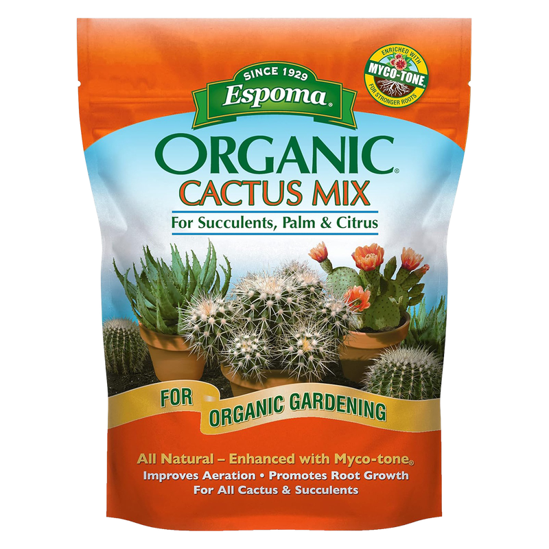 Front view of Espoma Organic Cactus Potting Soil Mix 8 qt bag — LibertyFHG Galion OH