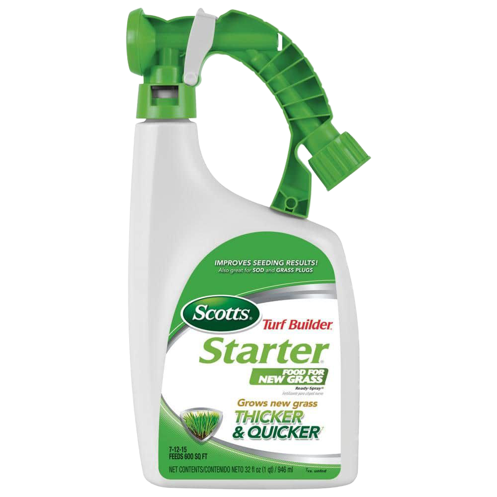 Front view of Scotts Turf Builder Starter Lawn Food Ready Spray 32 oz — LibertyFHG Galion OH