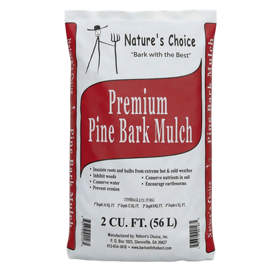 Front view of Premium Pine Bark Mulch 2 cu ft bag — LibertyFHG Galion OH