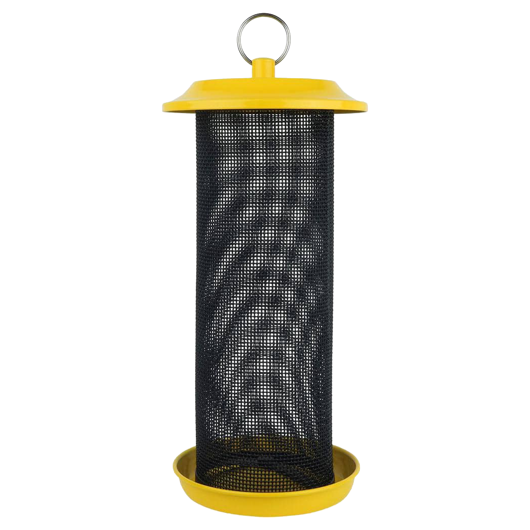 Front view of Wild Wings Sunglow metal mesh thistle bird feeder 2.125 qt — LibertyFHG Galion OH