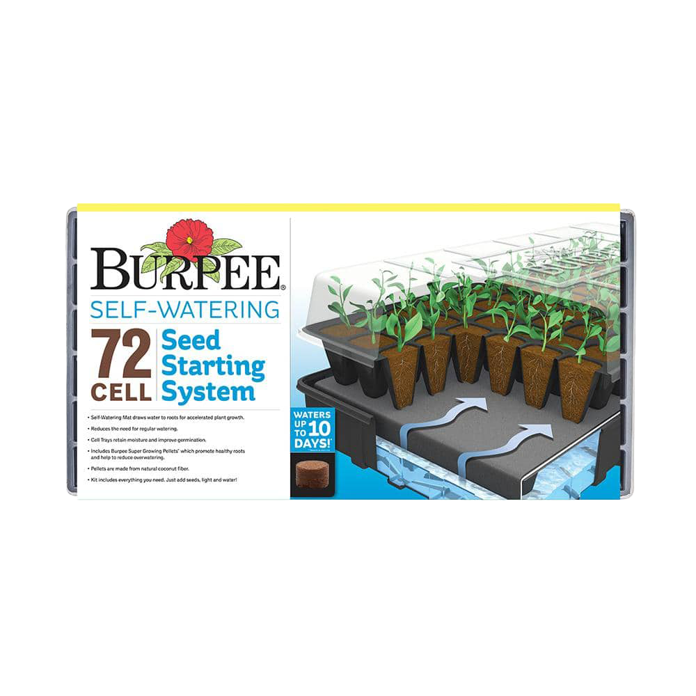 Front view of Burpee 72-cell self-watering greenhouse seed starter kit — LibertyFHG Galion OH
