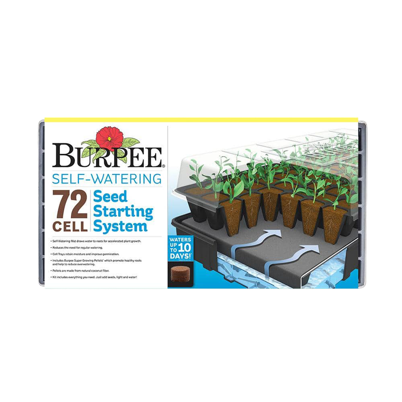 Front view of Burpee 72-cell self-watering greenhouse seed starter kit — LibertyFHG Galion OH
