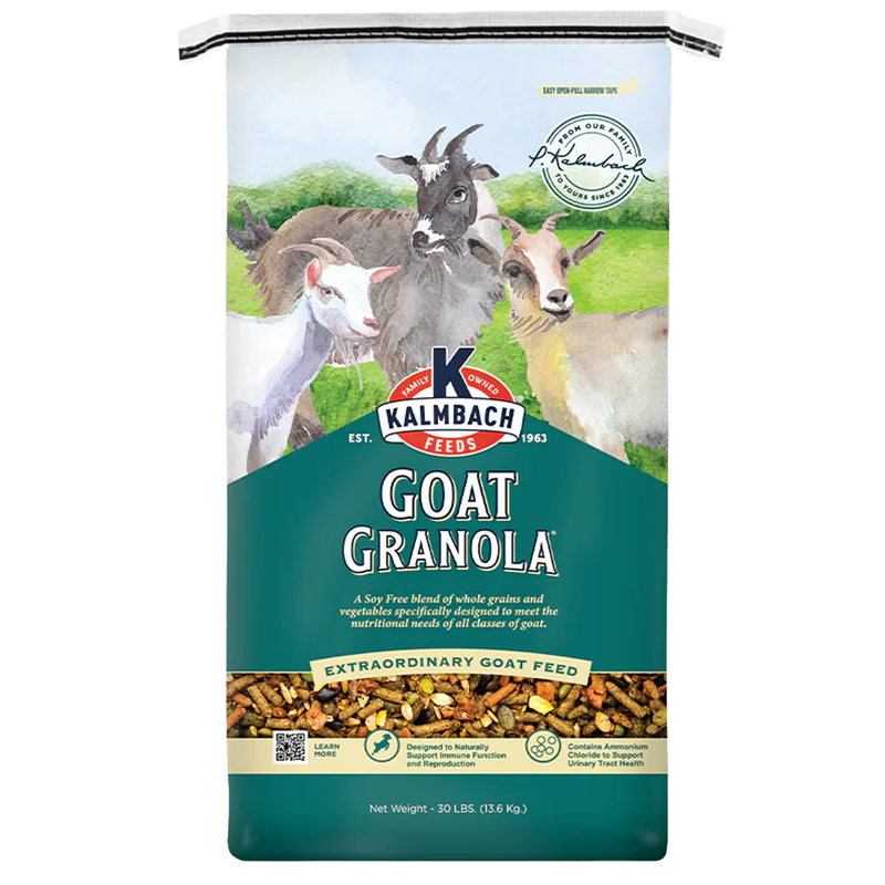 Front view of Kalmbach Goat Granola 30 lb bag — LibertyFHG Galion OH