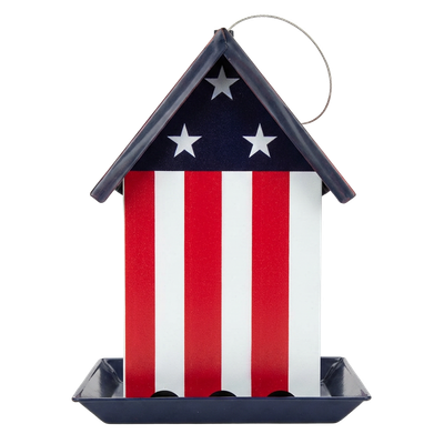 Front view of Royal Wing flag hopper bird feeder — LibertyFHG Galion OH