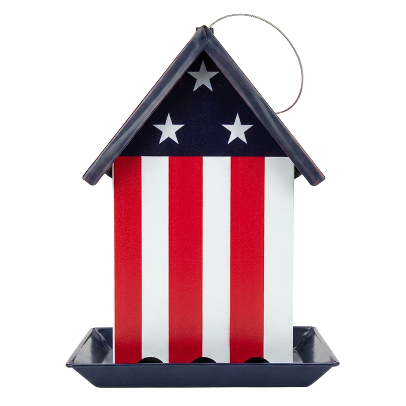 Front view of Royal Wing flag hopper bird feeder — LibertyFHG Galion OH