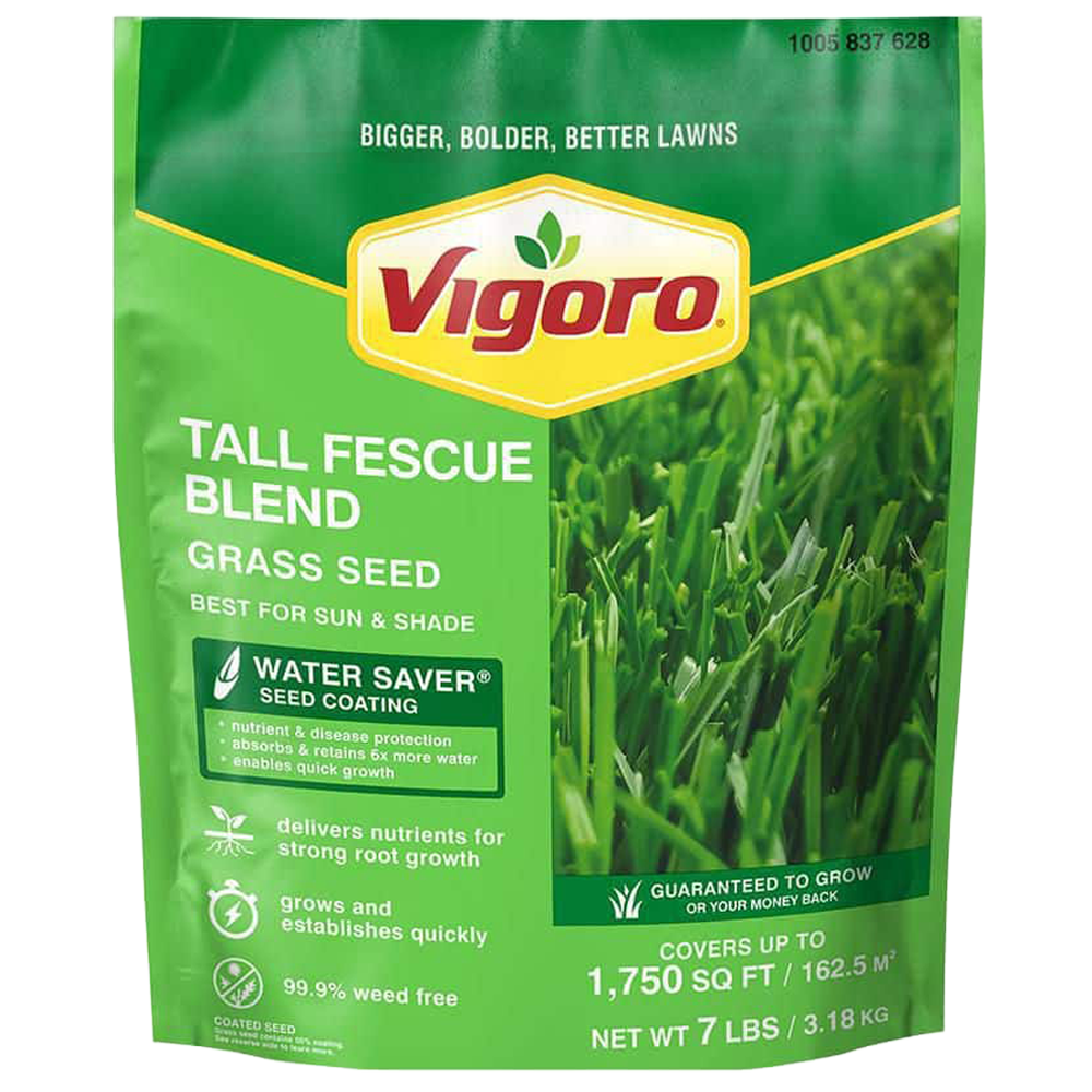 Front view of Vigoro Tall Fescue grass seed 7 lb bag — LibertyFHG Galion OH