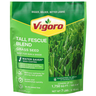 Front view of Vigoro Tall Fescue grass seed 7 lb bag — LibertyFHG Galion OH