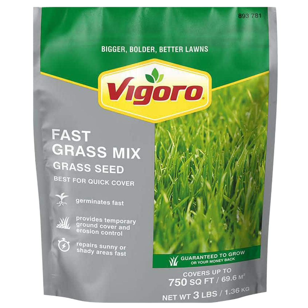 Front view of Vigoro Fast Grass seed mix 3 lb bag — LibertyFHG Galion OH