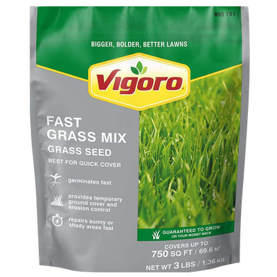 Front view of Vigoro Fast Grass seed mix 3 lb bag — LibertyFHG Galion OH