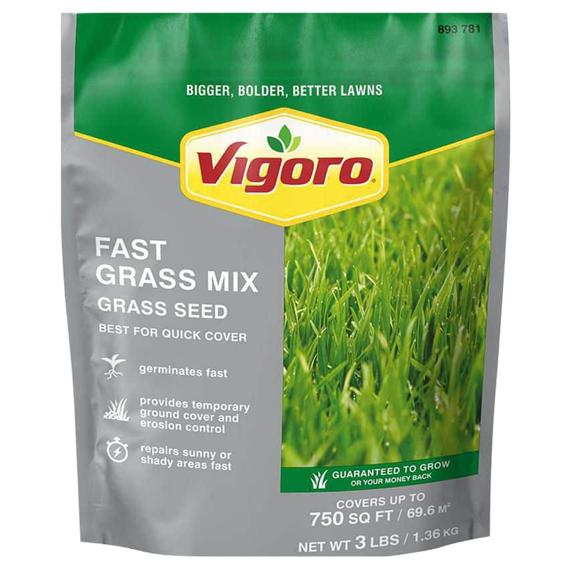 Front view of Vigoro Fast Grass seed mix 3 lb bag — LibertyFHG Galion OH