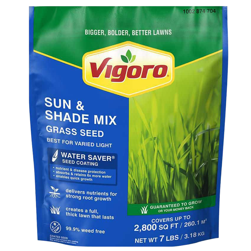 Front view of Vigoro Sun and Shade grass seed 7 lb bag — LibertyFHG Galion OH