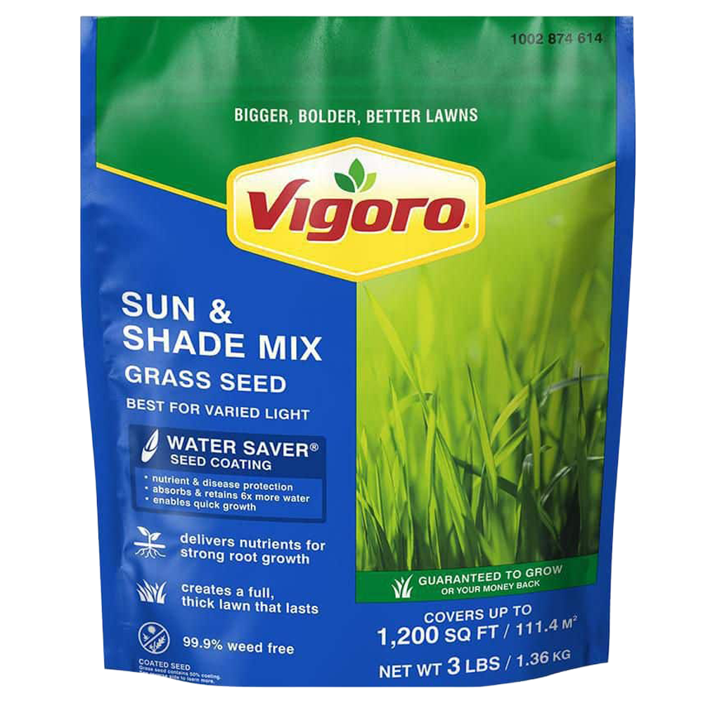 Front view of Vigoro Sun and Shade grass seed 3 lb bag — LibertyFHG Galion OH