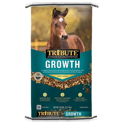 Tribute Growth Textured (50 lb) Kalmbach Growth Textured equine feed for young horses in Crestline
