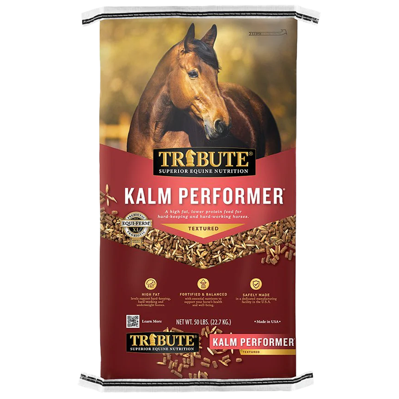 Kalmbach Kalm 'N Performer low-sugar horse feed for active horses in North Robinson