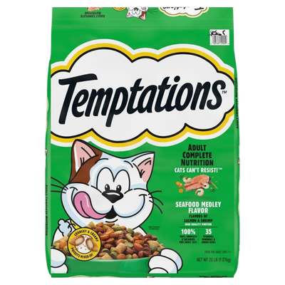 Temptations Seafood Medley dry cat food 20 lb bag in North Robinson, OH