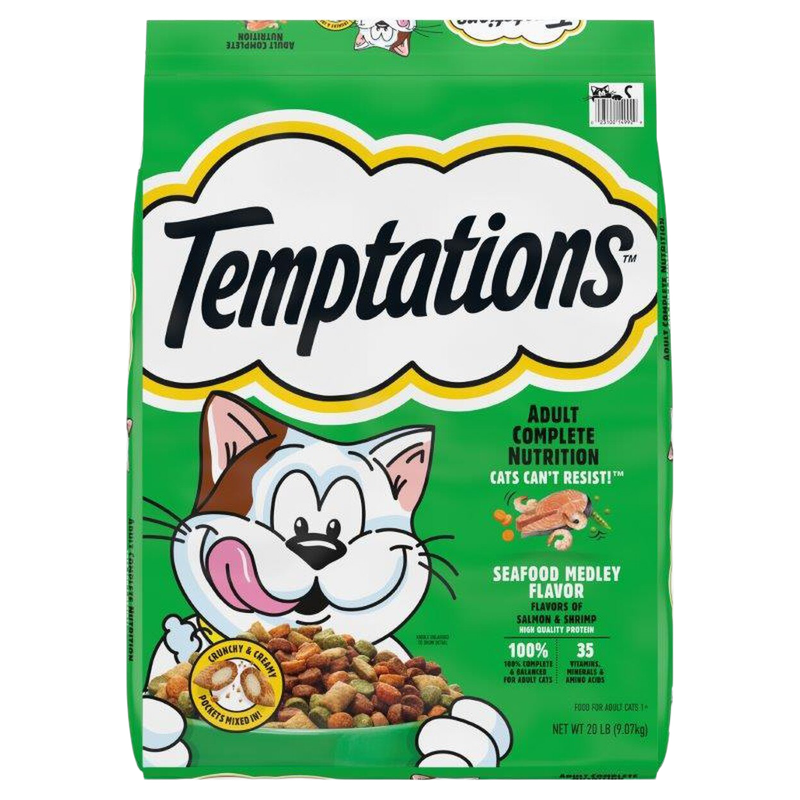 Temptations Seafood Medley dry cat food 20 lb bag in North Robinson, OH