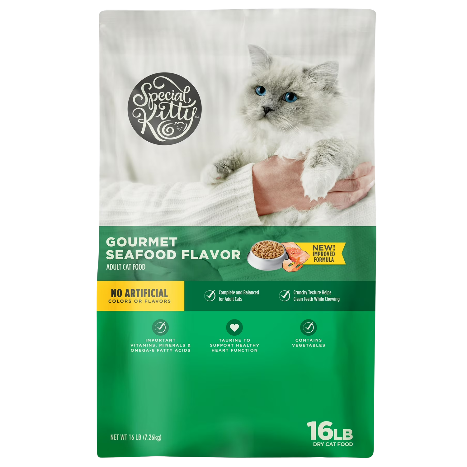 Special Kitty Gourmet Formula Seafood Blend Dry Cat Food 16 lb bag in New Washington, OH.
