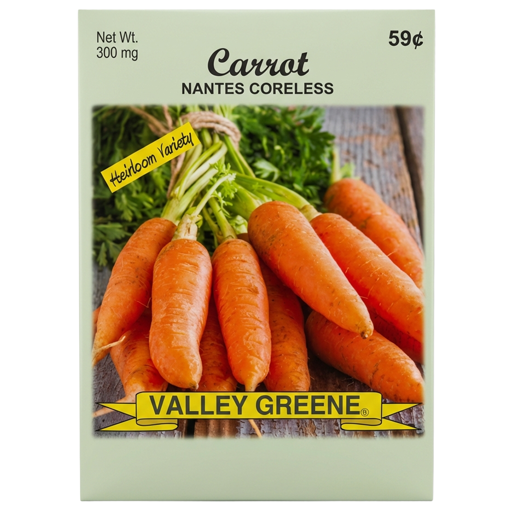 Carrot Nantes Coreless heirloom seeds for home vegetable gardens in Galion.