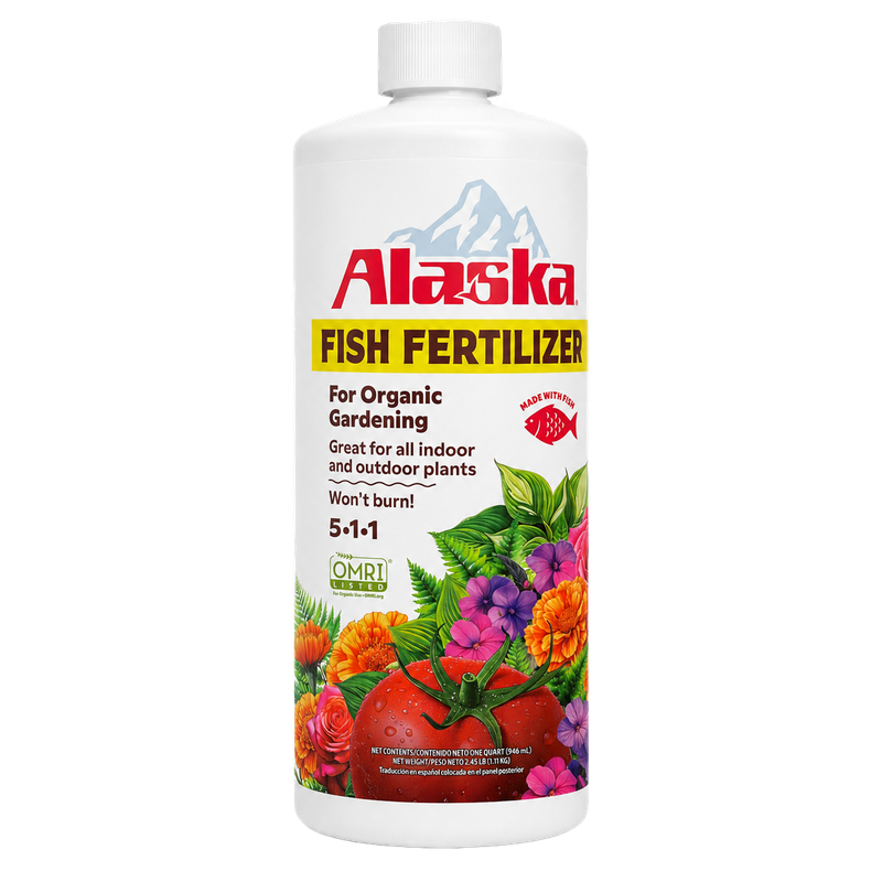 Alaska Fish Fertilizer 5-1-1 organic liquid concentrate one-quart bottle for all-purpose plant feeding