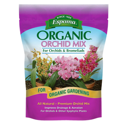 Espoma Organic Orchid Mix 4-quart bag with coarse bark blend for repotting orchids at Liberty Farm